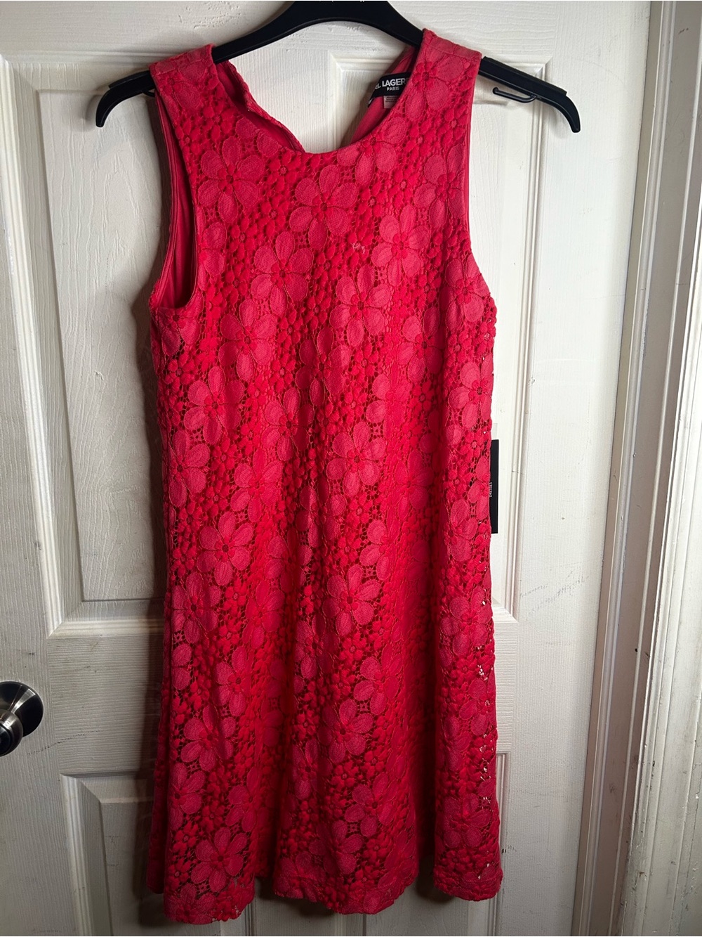 Karl Lagerfeld Hot Pink Floral Lace Mini Dress